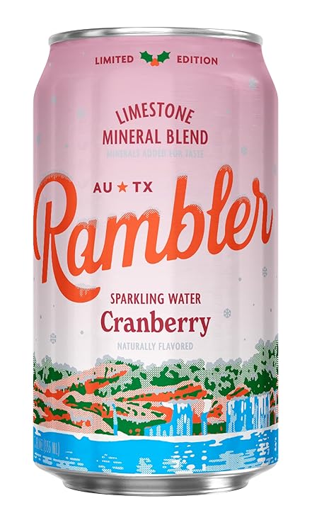 Rambler Sparkling Cranberry Water, 8/12 fl oz (Pack of 3) - Refreshing GMO-Free Beverage