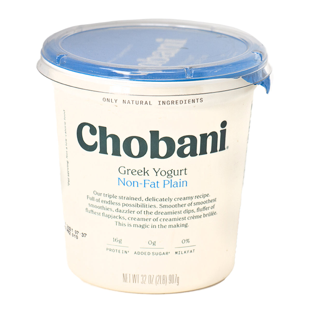 Chobani Non-Fat Greek Yogurt with Probiotics, Plain 5.3 oz