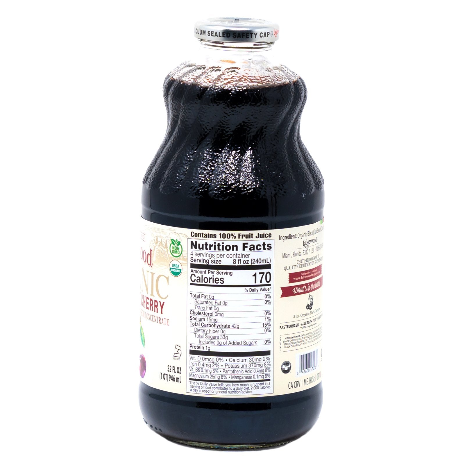Lakewood Juice Pure Black Cherry Organic 32 oz – California Ranch