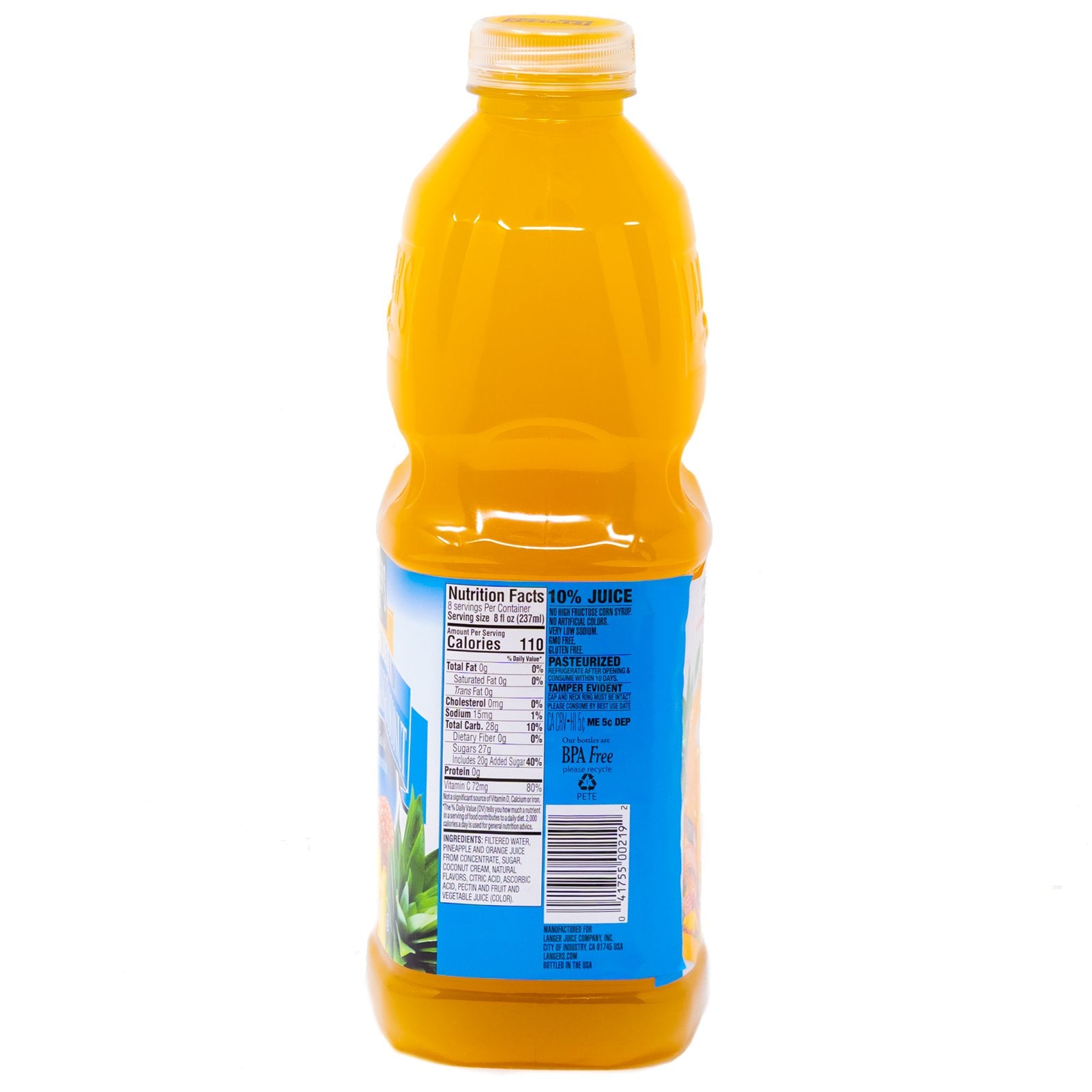 Langers Juice Blend Pineapple Orange Coconut No GMO 64 oz