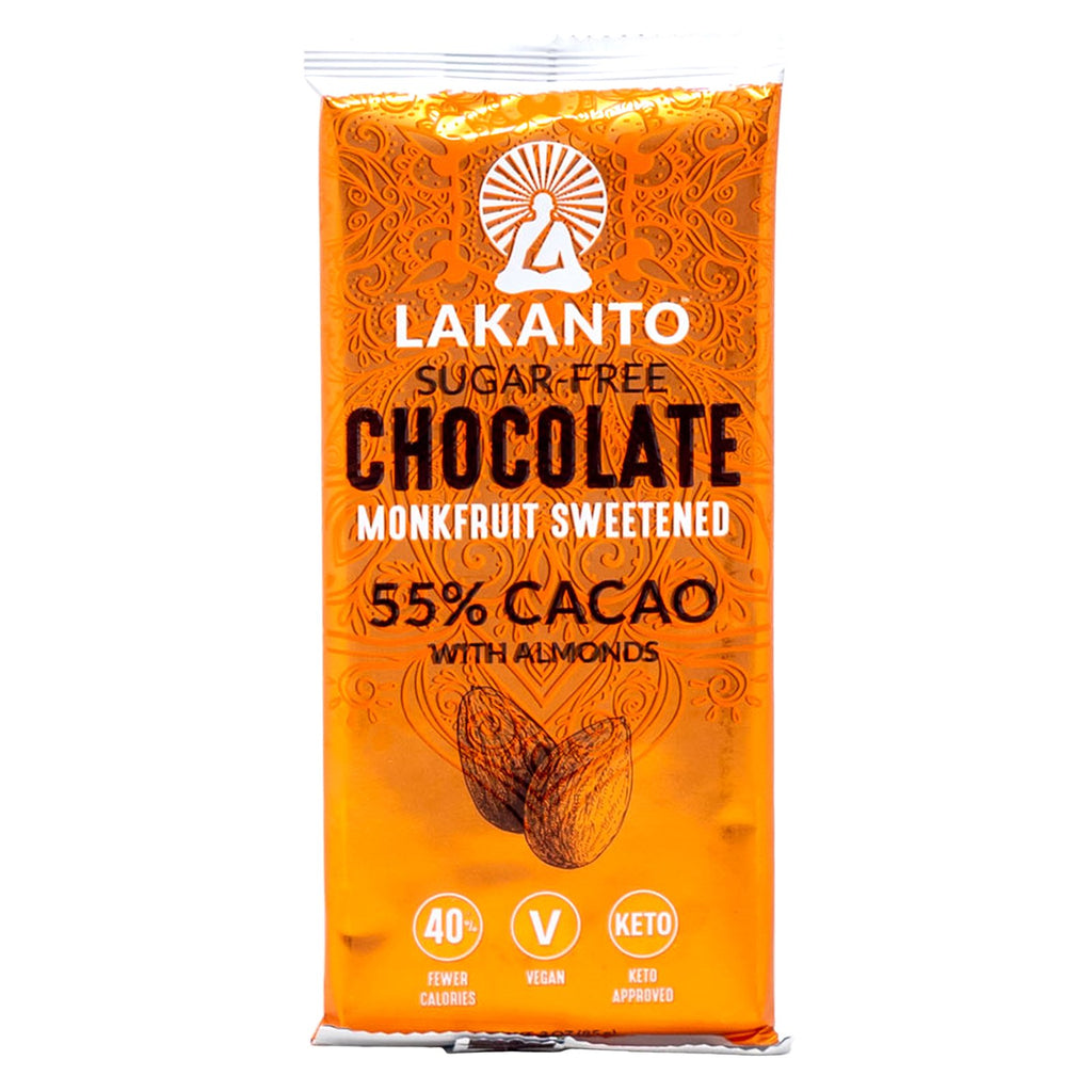Lakanto Bar Chocolate 55% Cacao With Almonds Sugar Free 3 oz
