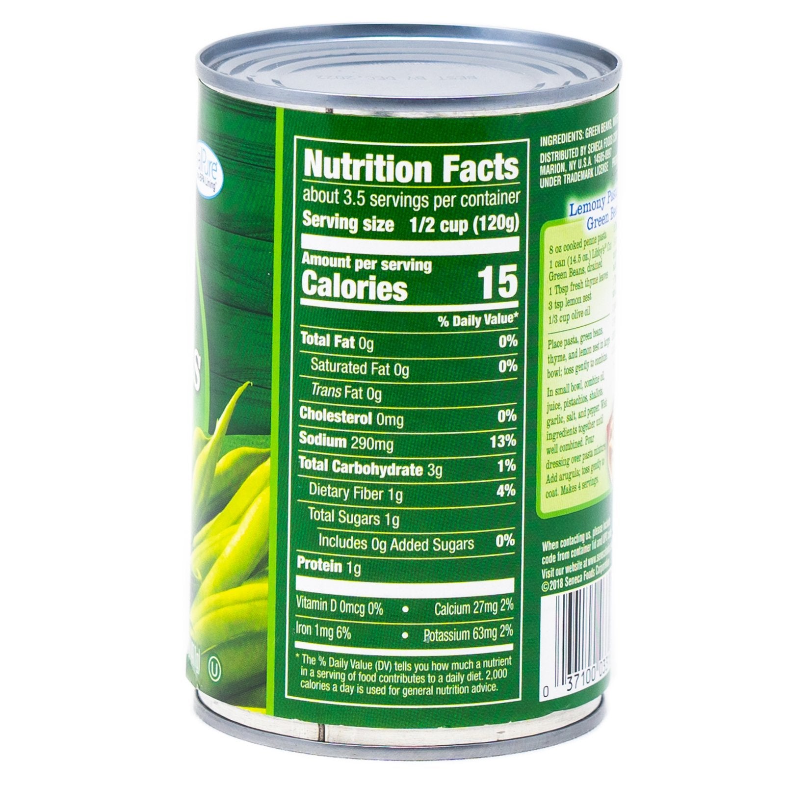 Canned Green Beans Nutrition Label